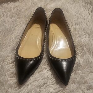 Christian Louboutin Anjalina Black Leather Flats